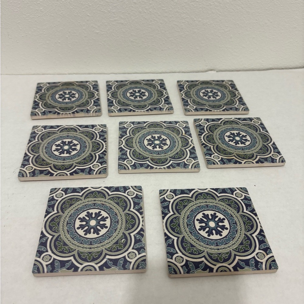 Coaster 4x4 Naturally Absorbent Light Blue Snowflake Pattern Coasters